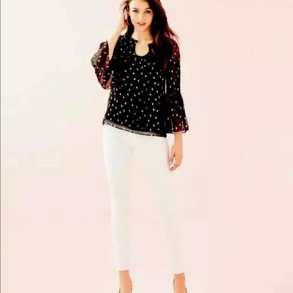 Lilly Pulitzer NWT Amory Top Onyx Starry Clip Size XXS - Picture 11 of 11